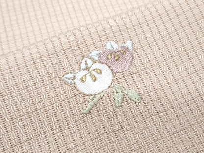 平和屋着物＊夏物　小紋　縦絽　総刺繍　雪輪花文　金銀糸　正絹　逸品　CABJ0907th