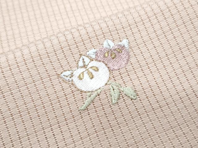 平和屋着物＊夏物　小紋　縦絽　総刺繍　雪輪花文　金銀糸　正絹　逸品　CABJ0907th
