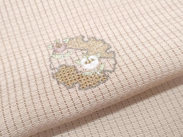 平和屋着物＊夏物　小紋　縦絽　総刺繍　雪輪花文　金銀糸　正絹　逸品　CABJ0907th