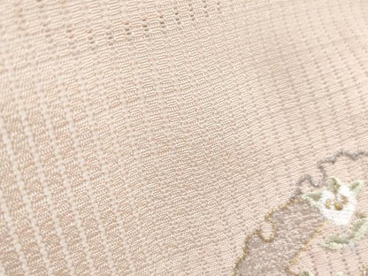 平和屋着物＊夏物　小紋　縦絽　総刺繍　雪輪花文　金銀糸　正絹　逸品　CABJ0907th