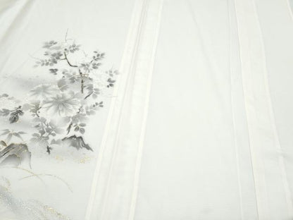 平和屋着物＊夏物　訪問着　絽　草花文　暈し染め　金銀彩　正絹　逸品　CABJ0914th