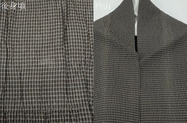 平和屋着物＊夏物　紗紬　格子文　正絹　逸品　CABJ0915th