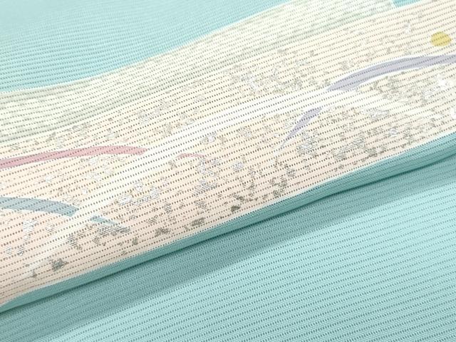 平和屋着物＊夏物　訪問着　絽　エ霞芝草文　銀彩　正絹　逸品　CABJ0917th