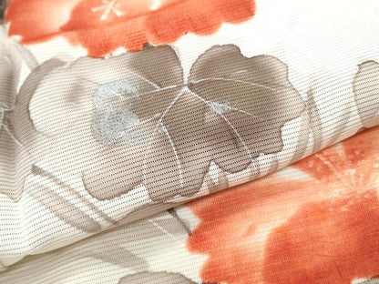 平和屋着物＊夏物　訪問着　絽　手描き　草花文　銀彩　正絹　逸品　CABJ0918th