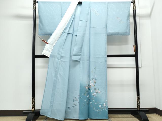 平和屋着物＊夏物　訪問着　絽　草花文　暈し染め　金銀彩　正絹　逸品　CABJ0920th