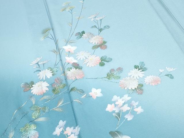 平和屋着物＊夏物　訪問着　絽　草花文　暈し染め　金銀彩　正絹　逸品　CABJ0920th
