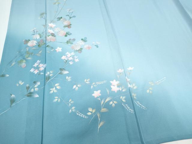 平和屋着物＊夏物　訪問着　絽　草花文　暈し染め　金銀彩　正絹　逸品　CABJ0920th