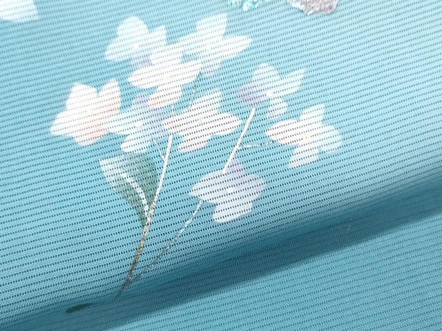 平和屋着物＊夏物　訪問着　絽　草花文　暈し染め　金銀彩　正絹　逸品　CABJ0920th