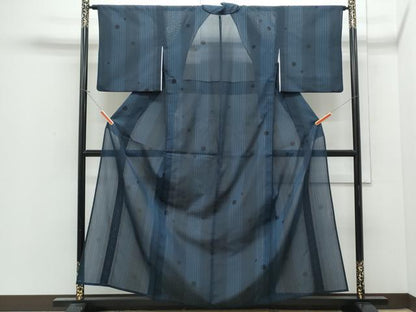 平和屋着物＊夏物　紗紬　あられ間道　正絹　逸品　CABJ0921th