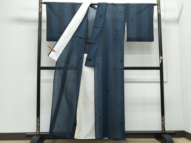 平和屋着物＊夏物　紗紬　あられ間道　正絹　逸品　CABJ0921th