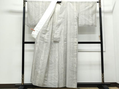 平和屋着物＊夏物　結城紬　夏結城　100亀甲　立涌蔦の葉文　正絹　逸品　CABJ0924th