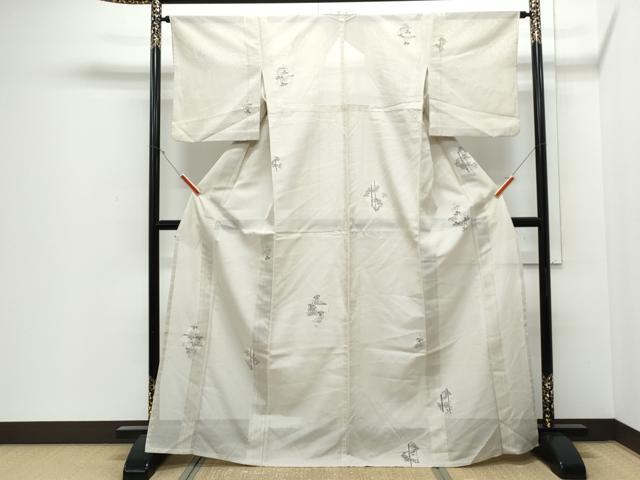 平和屋着物＊夏物　小紋　紗紬　手描き　笹竹文　正絹　逸品　CABJ0925th