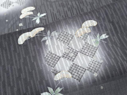 平和屋着物＊夏物　訪問着　紗　蛍暈し　市松草花文　正絹　逸品　CABJ0929th