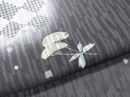 平和屋着物＊夏物　訪問着　紗　蛍暈し　市松草花文　正絹　逸品　CABJ0929th