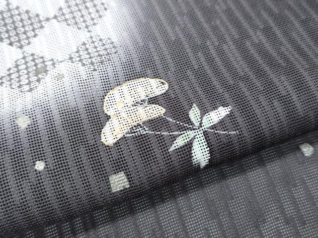 平和屋着物＊夏物　訪問着　紗　蛍暈し　市松草花文　正絹　逸品　CABJ0929th