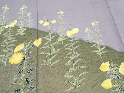 平和屋着物＊夏物　訪問着　友禅　菱文紗　草花文　正絹　逸品　CABJ0930th