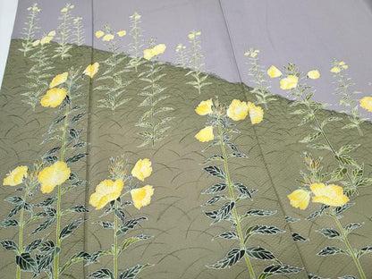 平和屋着物＊夏物　訪問着　友禅　菱文紗　草花文　正絹　逸品　CABJ0930th