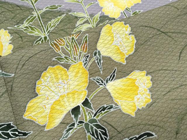 平和屋着物＊夏物　訪問着　友禅　菱文紗　草花文　正絹　逸品　CABJ0930th