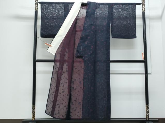 平和屋着物＊夏物　小紋　風通紗　草花文　正絹　逸品　CABJ0933th