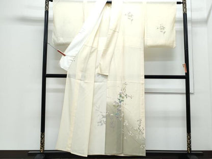 平和屋着物＊夏物　訪問着　絽　草花文　暈し染め　正絹　逸品　CABJ0935th