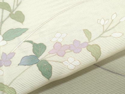 平和屋着物＊夏物　訪問着　絽　草花文　暈し染め　正絹　逸品　CABJ0935th