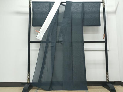 平和屋着物＊夏物　紗紬　十字絣　正絹　逸品　CABJ0937th