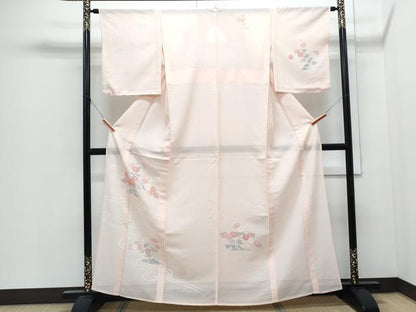 平和屋着物＊夏物　訪問着　絽　流水花文　銀彩　正絹　逸品　CABJ0943th