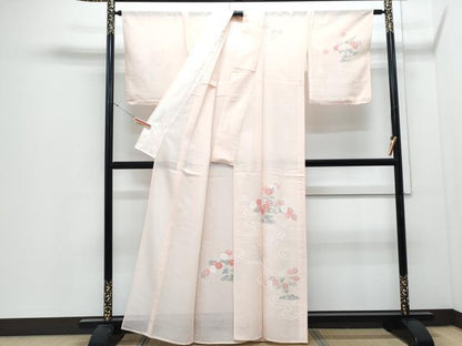 平和屋着物＊夏物　訪問着　絽　流水花文　銀彩　正絹　逸品　CABJ0943th