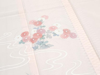 平和屋着物＊夏物　訪問着　絽　流水花文　銀彩　正絹　逸品　CABJ0943th