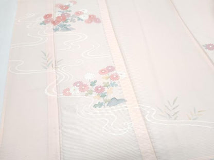 平和屋着物＊夏物　訪問着　絽　流水花文　銀彩　正絹　逸品　CABJ0943th