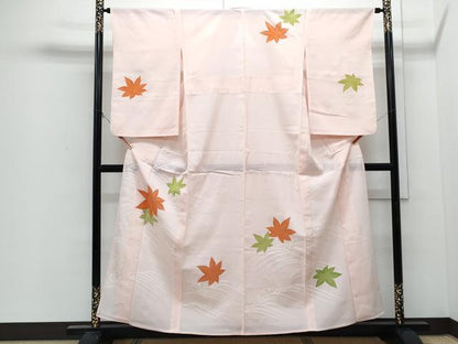 平和屋着物＊夏物　訪問着　絽　流水楓文　銀彩　正絹　逸品　CABJ0945th
