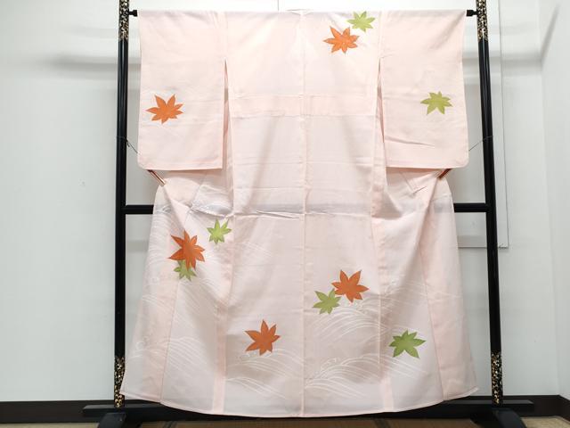 平和屋着物＊夏物　訪問着　絽　流水楓文　銀彩　正絹　逸品　CABJ0945th
