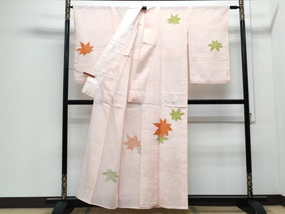 平和屋着物＊夏物　訪問着　絽　流水楓文　銀彩　正絹　逸品　CABJ0945th