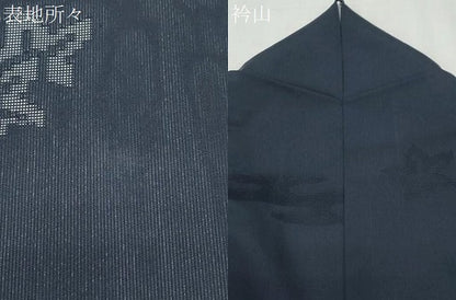 平和屋着物＊夏物　色無地　エ霞楓紋紗　濡羽色　正絹　逸品　CABJ0948th