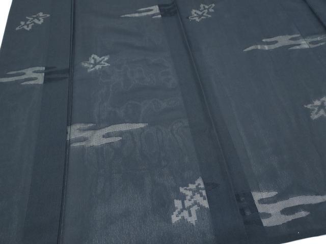 平和屋着物＊夏物　色無地　エ霞楓紋紗　濡羽色　正絹　逸品　CABJ0948th