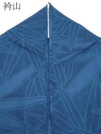 平和屋着物＊夏物　色無地　笹紋紗　青藍色　正絹　逸品　CABJ0949th