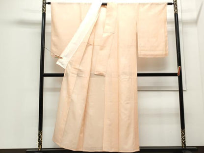 平和屋着物＊夏物　色無地　絽　草花紋紗　宍色　正絹　逸品　CABJ0950th