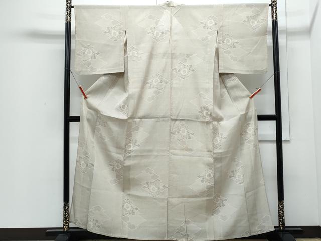 平和屋着物＊夏物　本場大島紬　夏大島　白大島　150亀甲　草花文　正絹　逸品　CABJ0952th