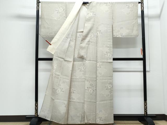平和屋着物＊夏物　本場大島紬　夏大島　白大島　150亀甲　草花文　正絹　逸品　CABJ0952th