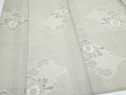 平和屋着物＊夏物　本場大島紬　夏大島　白大島　150亀甲　草花文　正絹　逸品　CABJ0952th