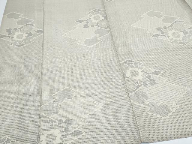 平和屋着物＊夏物　本場大島紬　夏大島　白大島　150亀甲　草花文　正絹　逸品　CABJ0952th