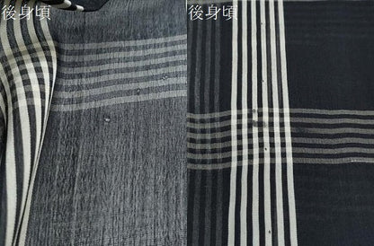 平和屋着物＊夏物　お召　紗　格子文　黒地　正絹　逸品　CABJ0953th