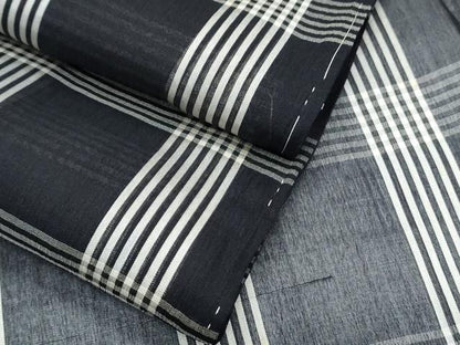 平和屋着物＊夏物　お召　紗　格子文　黒地　正絹　逸品　CABJ0953th
