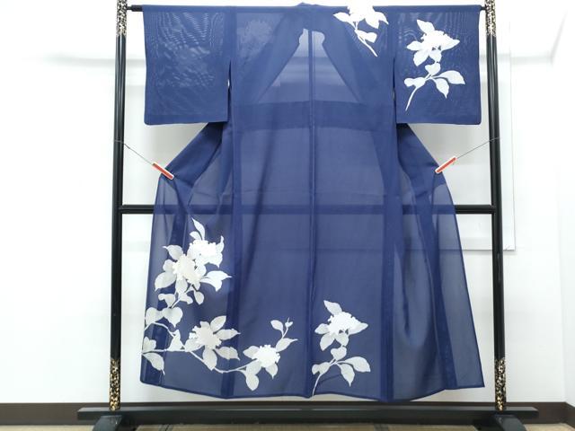 平和屋着物＊夏物　訪問着　絽　刺繍　紫陽花　正絹　逸品　CABJ0957th