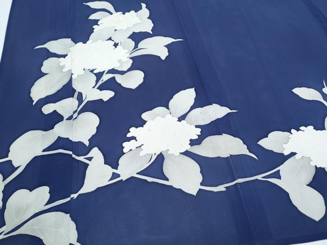 平和屋着物＊夏物　訪問着　絽　刺繍　紫陽花　正絹　逸品　CABJ0957th