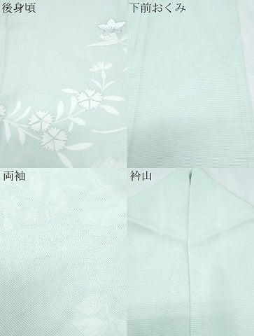 平和屋着物＊夏物　訪問着　絽　絞り　花籠文　銀彩　正絹　逸品　CABJ0958th