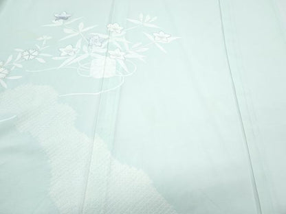 平和屋着物＊夏物　訪問着　絽　絞り　花籠文　銀彩　正絹　逸品　CABJ0958th
