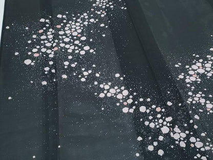平和屋着物＊夏物　訪問着　絽　霞文　黒地　洗える着物　CABJ0959th