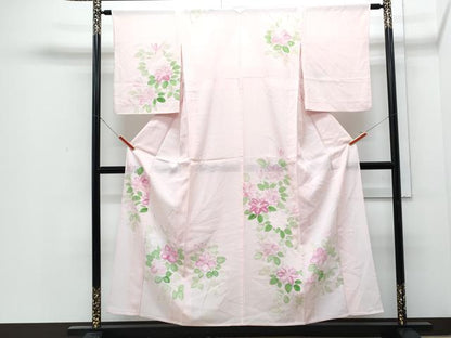 平和屋着物＊夏物　訪問着　絽　手描き　草花文　正絹　逸品　CABJ0962th