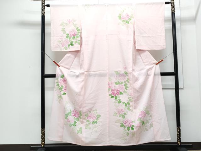 平和屋着物＊夏物　訪問着　絽　手描き　草花文　正絹　逸品　CABJ0962th